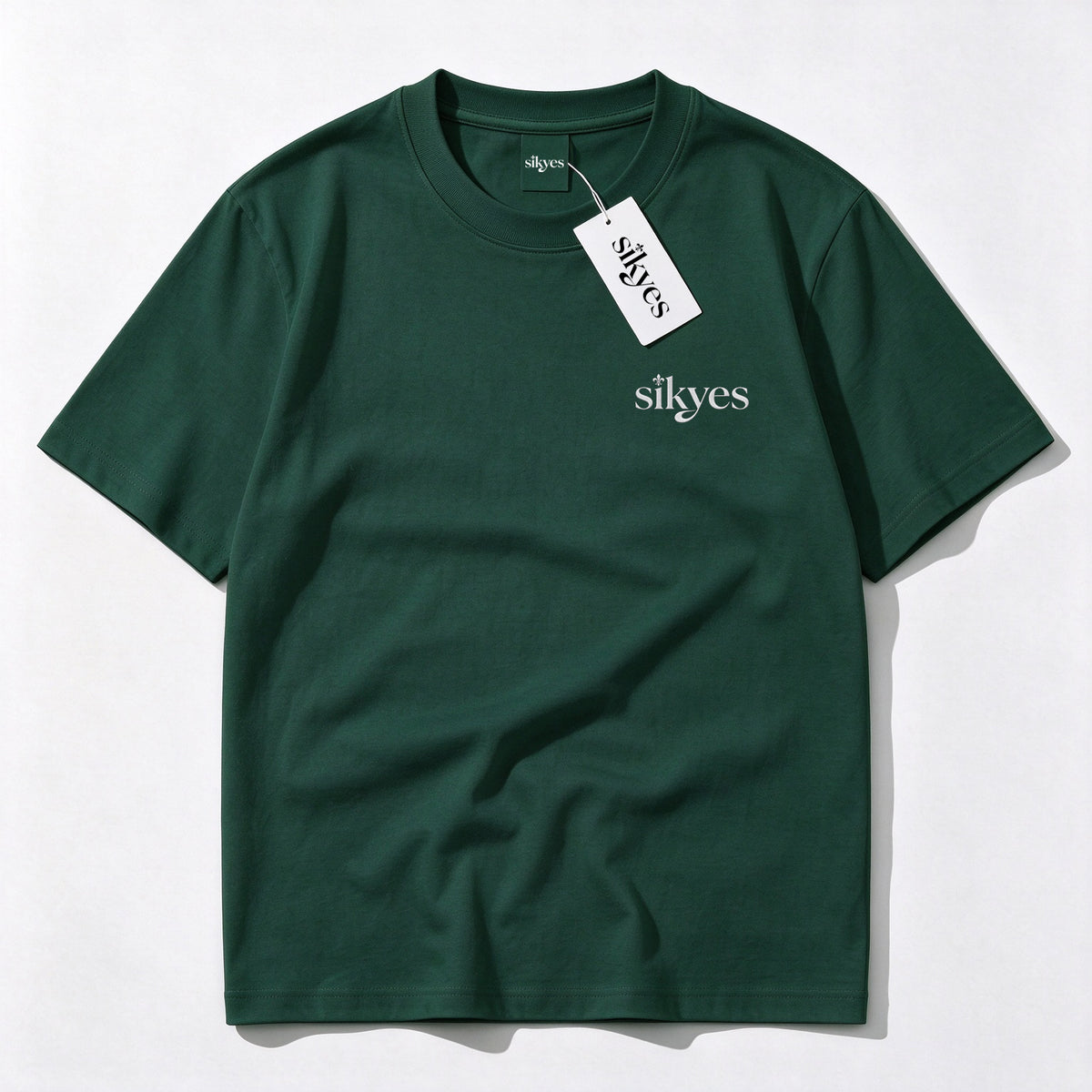 sikyes Men's Short Sleeve T-Shirt, Classic Crew Neck Cotton Tee, Minimal Logo Print Casual Summer T Shirt for Daily Wear