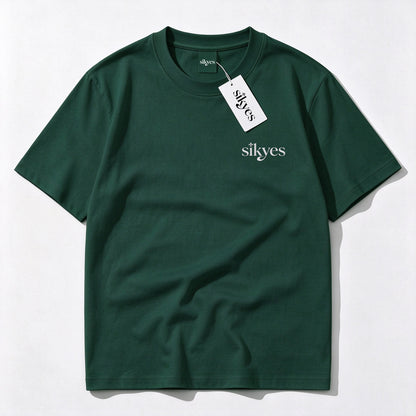 sikyes Men's Short Sleeve T-Shirt, Classic Crew Neck Cotton Tee, Minimal Logo Print Casual Summer T Shirt for Daily Wear