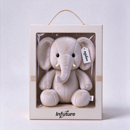 Infuture Elephant Stuffed Animal Plush Toy, Soft Cute Cream Elephant Plushie, Stuffed Elephant Plush Doll for Kids, Baby Shower Gift, Gift Box Packaging