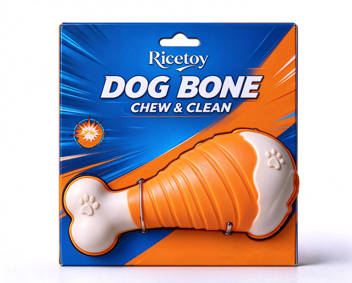 Ricetoy Dog Bone Pet Toys, Durable Dog Chew Toys for Teeth Cleaning, Tough Interactive Dog Bone Toy for Medium Large Dogs, Reduce Boredom & Teeth Grinding