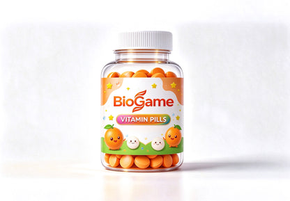 BioGame Kids Vitamin Pills, Orange Flavor Chewable Vitamin Tablets, Daily Nutritional Supplement for Children, Support Immune Health, Easy to Chew
