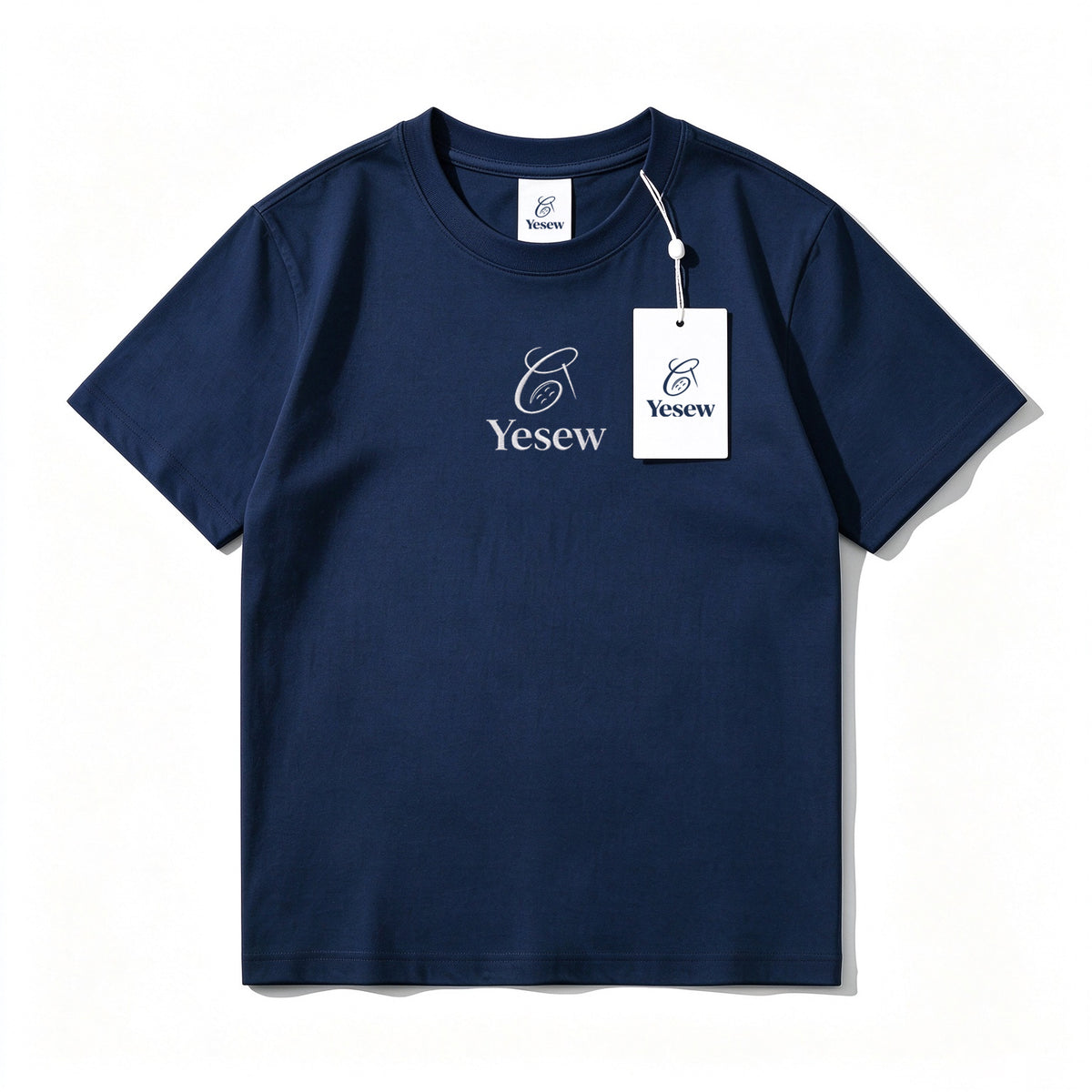 Yesew Men's Classic Short Sleeve T-Shirt, Crew Neck Cotton Tee with Embroidered Logo, Casual Basic Solid Color T Shirt