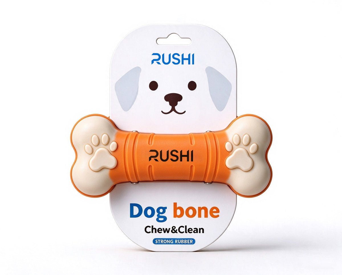 RUSHI Dog Bone Pet Toys, Strong Rubber Durable Dog Chew Toys for Teeth Cleaning, Interactive Dog Bone Toy for Medium Large Dogs, Grinding Teeth & Reduce Boredom