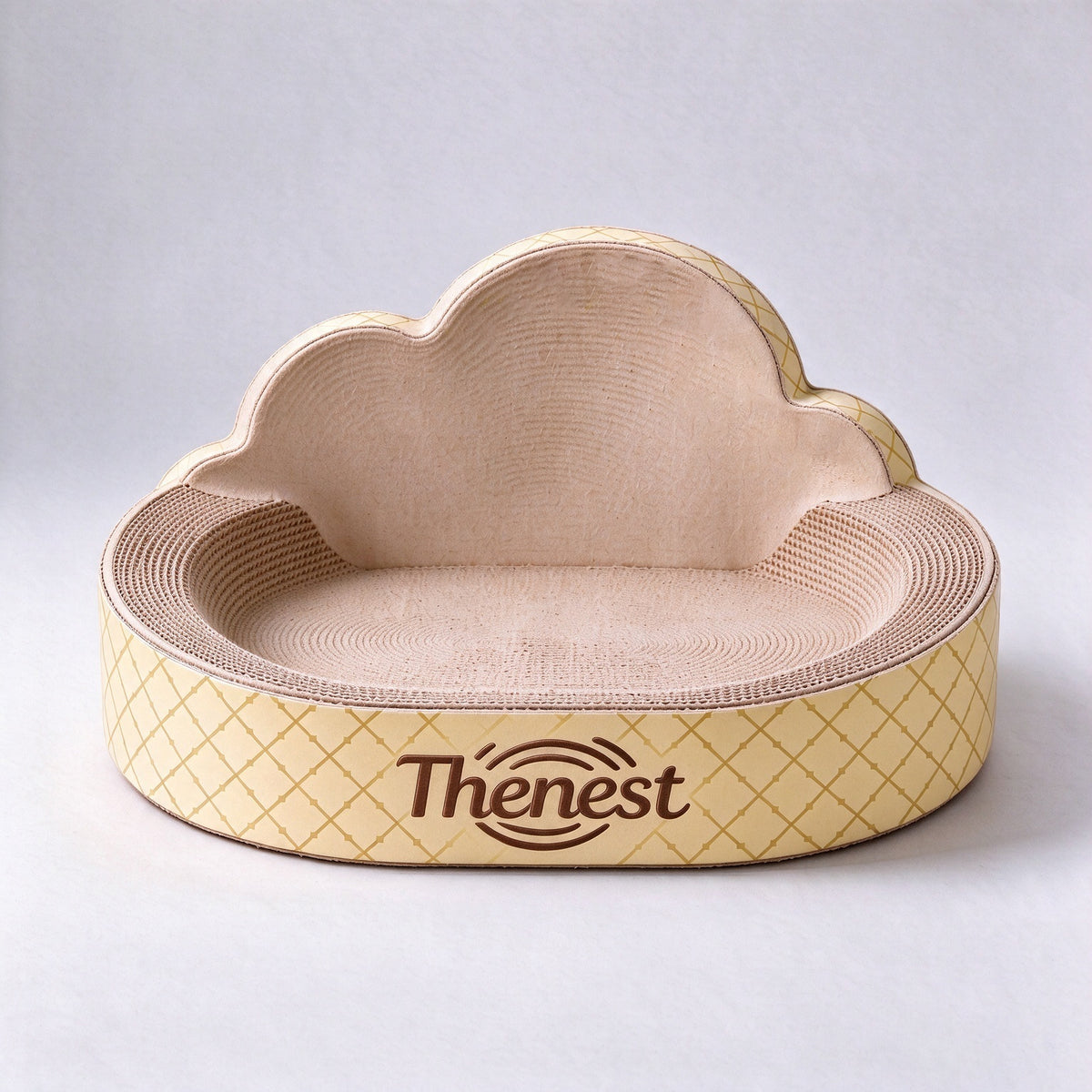 Thenest Cloud Shaped Cat Scratching Pad, High Density Corrugated Cardboard Cat Scratcher Bed, 2 in 1 Cat Scratcher Lounge for Indoor Small Medium Cats