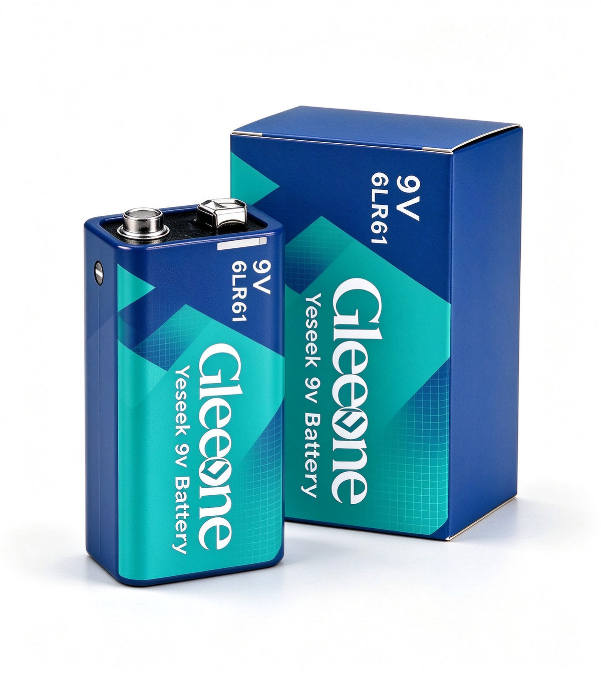 Gleeone 9V Alkaline Battery, 6LR61 9 Volt Square Battery, Long Lasting High Performance Battery for Smoke Detectors, Multimeters, Microphones
