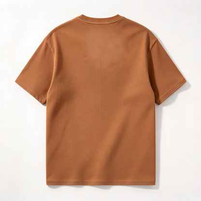 TreeGeo Mens Crew Neck Solid Short Sleeve T-Shirt, Heavyweight Cotton Relaxed Fit Tee, Retro Caramel Casual Basic Top For Daily Wear And Layering