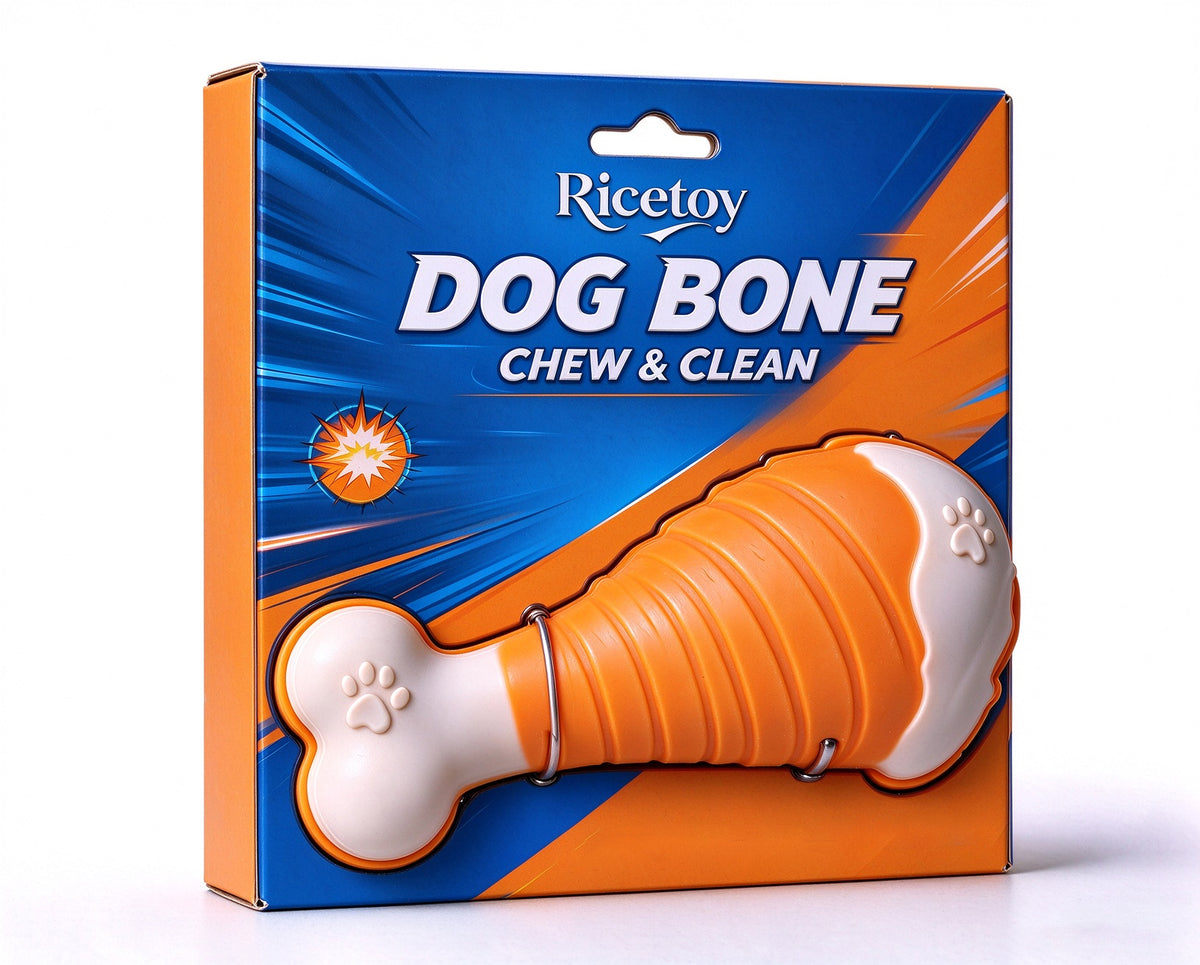 Ricetoy Dog Bone Pet Toys, Durable Dog Chew Toys for Teeth Cleaning, Tough Interactive Dog Bone Toy for Medium Large Dogs, Reduce Boredom & Teeth Grinding