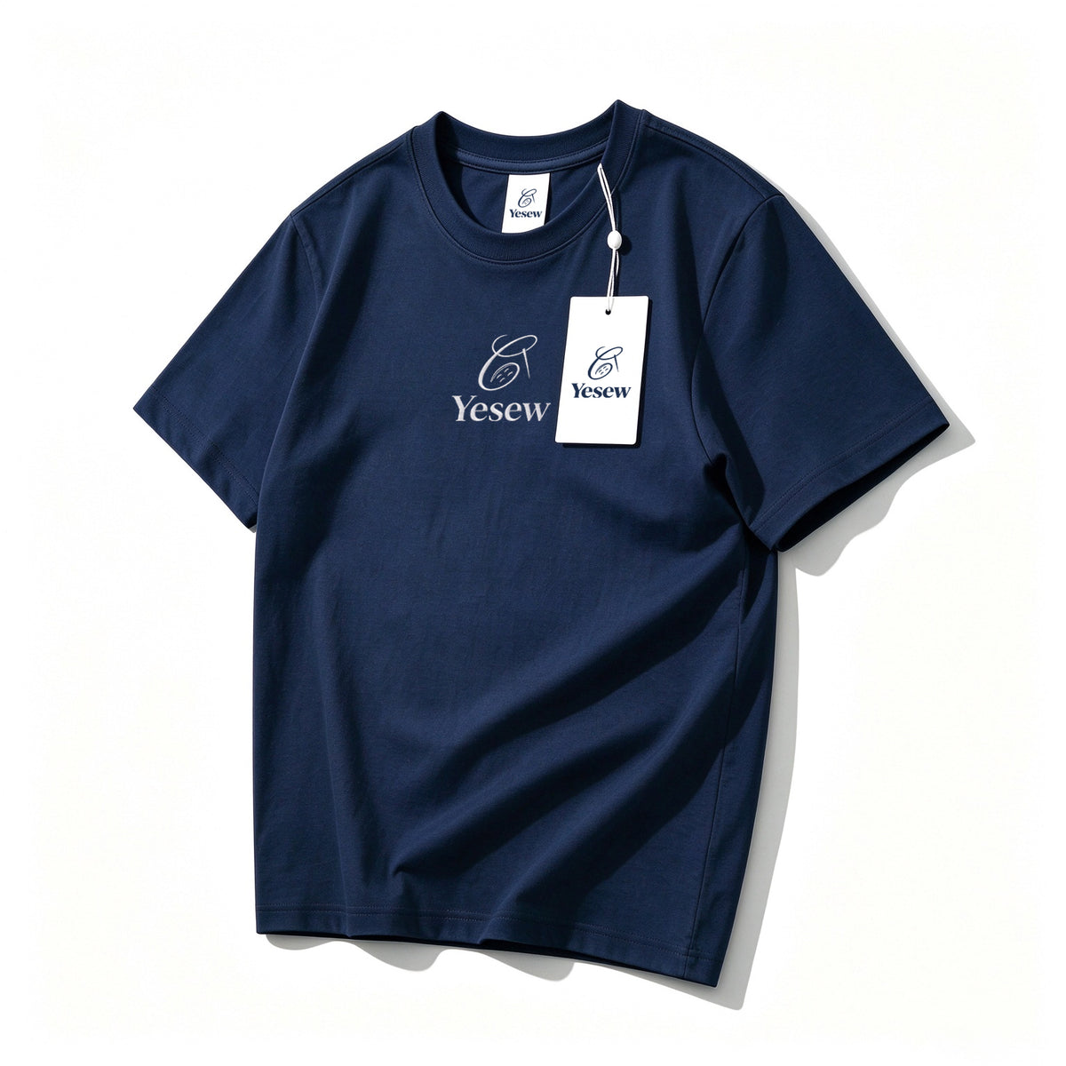 Yesew Men's Classic Short Sleeve T-Shirt, Crew Neck Cotton Tee with Embroidered Logo, Casual Basic Solid Color T Shirt