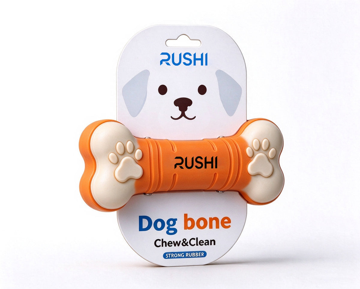 RUSHI Dog Bone Pet Toys, Strong Rubber Durable Dog Chew Toys for Teeth Cleaning, Interactive Dog Bone Toy for Medium Large Dogs, Grinding Teeth & Reduce Boredom