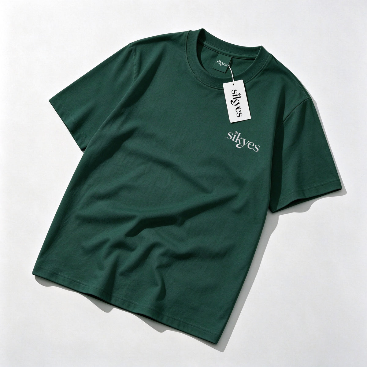 sikyes Men's Short Sleeve T-Shirt, Classic Crew Neck Cotton Tee, Minimal Logo Print Casual Summer T Shirt for Daily Wear