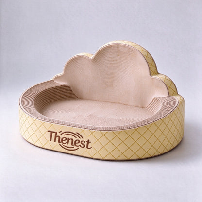 Thenest Cloud Shaped Cat Scratching Pad, High Density Corrugated Cardboard Cat Scratcher Bed, 2 in 1 Cat Scratcher Lounge for Indoor Small Medium Cats