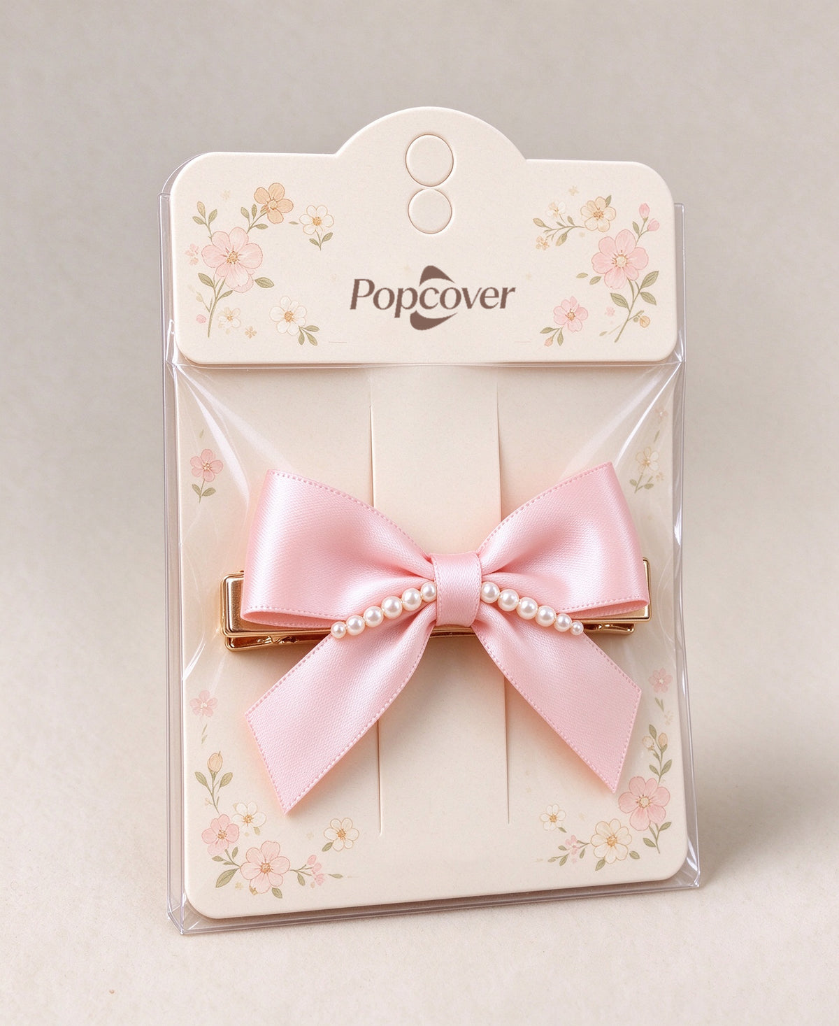 Popcover Pink Satin Bow Hair Barrettes, Elegant Pearl Decorated Bow Hair Clips, Sweet French Style Hair Barrettes for Women Girls Wedding Party Daily Hairstyle