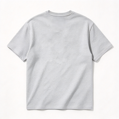 Sprhalf Heather Gray Crew Neck Short Sleeve T-shirt, Soft Breathable Heavyweight Cotton Loose Fit Solid Casual Layering Tee