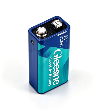 Gleeone 9V Alkaline Battery, 6LR61 9 Volt Square Battery, Long Lasting High Performance Battery for Smoke Detectors, Multimeters, Microphones