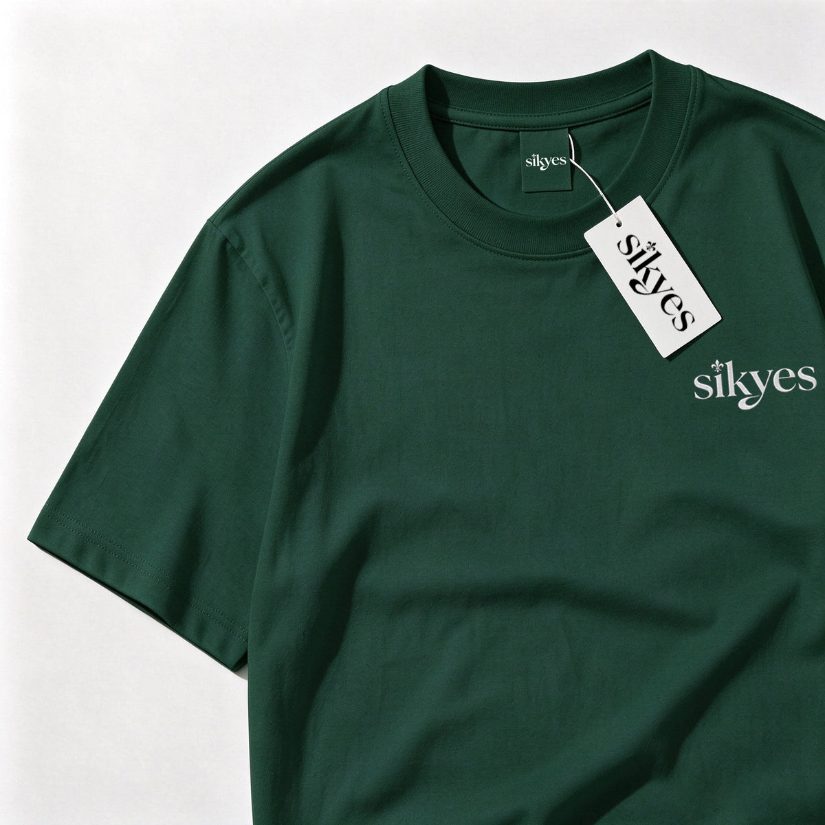 sikyes Men's Short Sleeve T-Shirt, Classic Crew Neck Cotton Tee, Minimal Logo Print Casual Summer T Shirt for Daily Wear