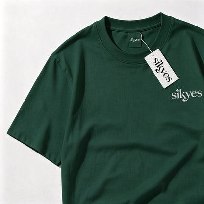 sikyes Men's Short Sleeve T-Shirt, Classic Crew Neck Cotton Tee, Minimal Logo Print Casual Summer T Shirt for Daily Wear