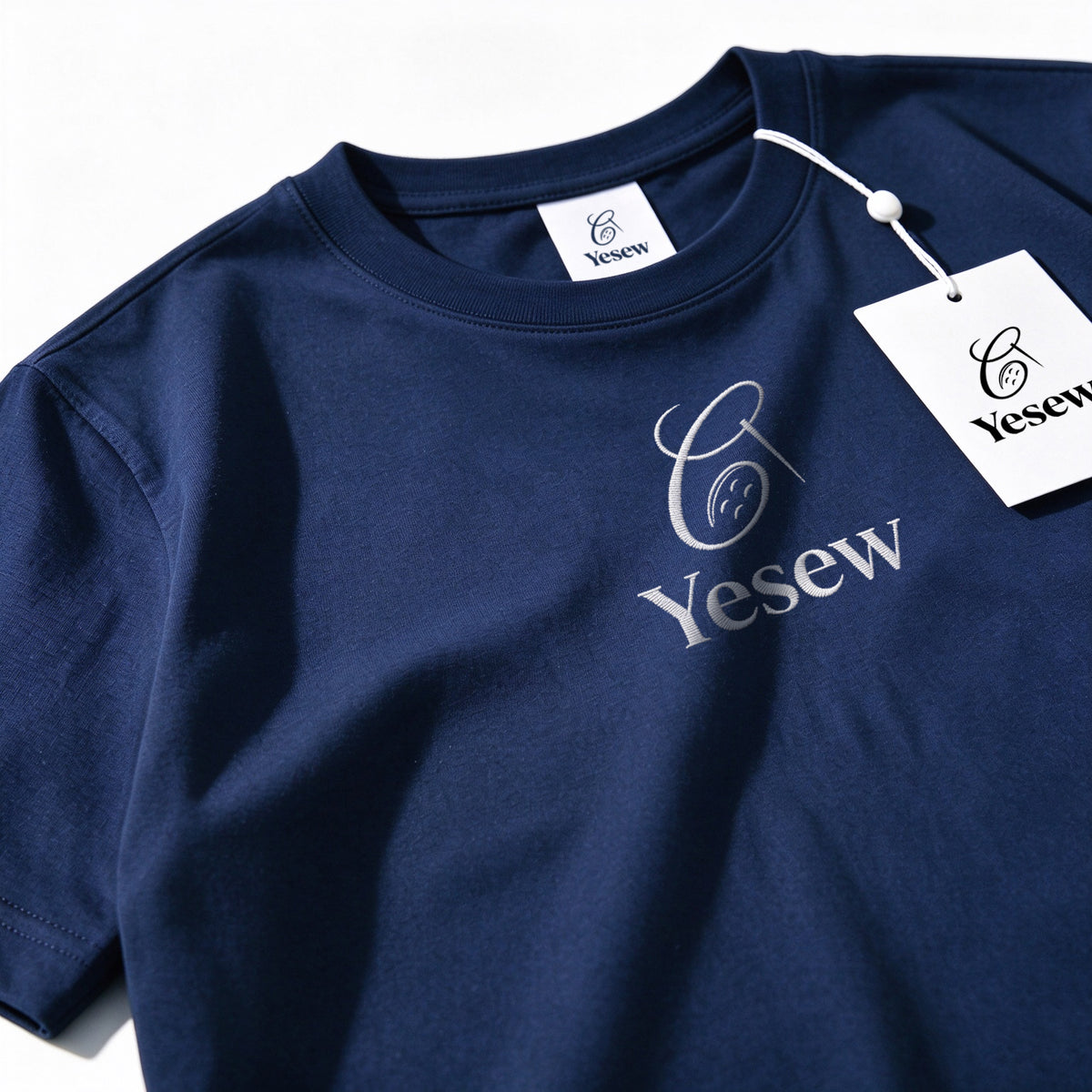 Yesew Men's Classic Short Sleeve T-Shirt, Crew Neck Cotton Tee with Embroidered Logo, Casual Basic Solid Color T Shirt