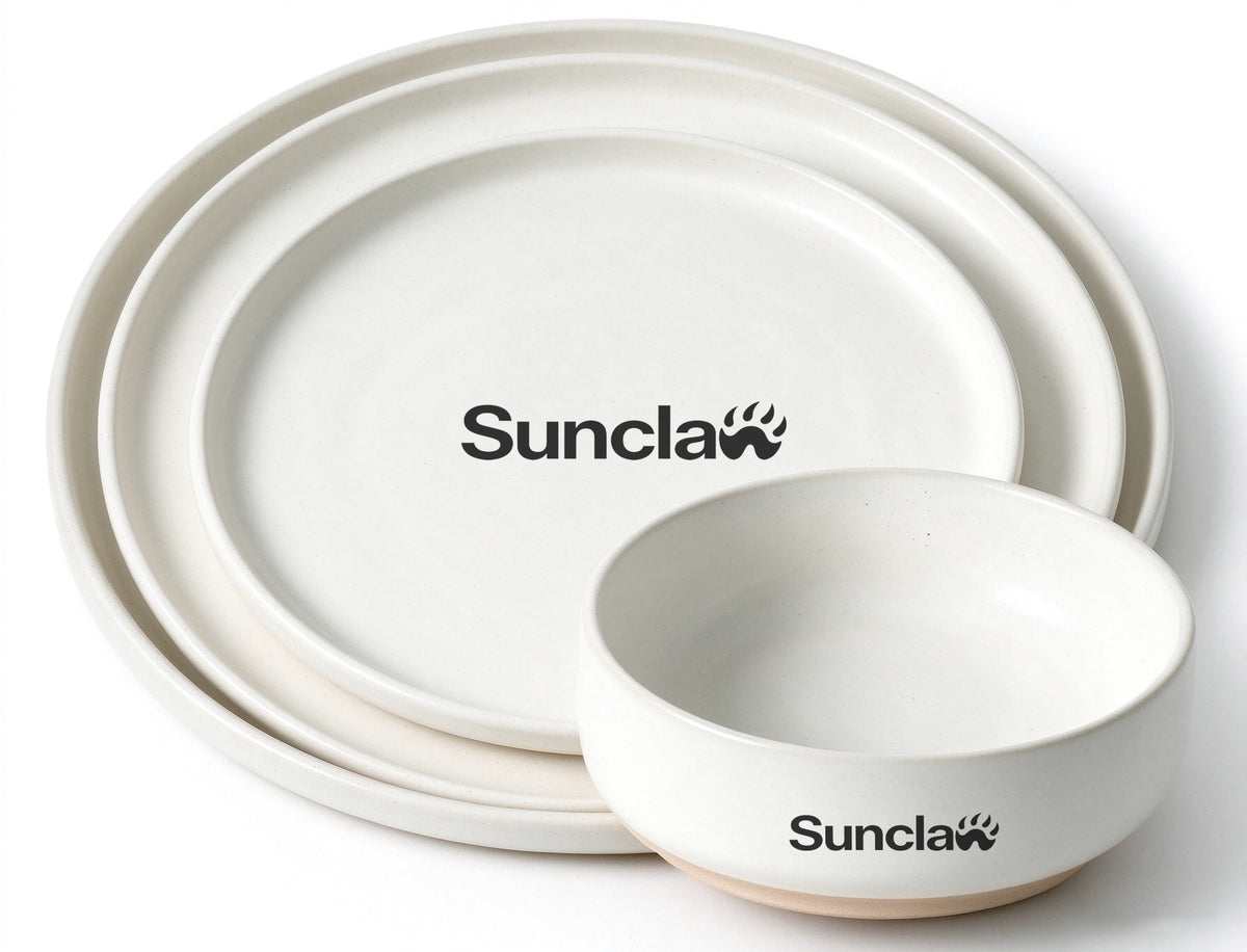 Sunclaw Stoneware Dishware Set, Matte Cream White Dinnerware with Unglazed Base, Ceramic Plates and Bowls Set, Oven Microwave Dishwasher Safe