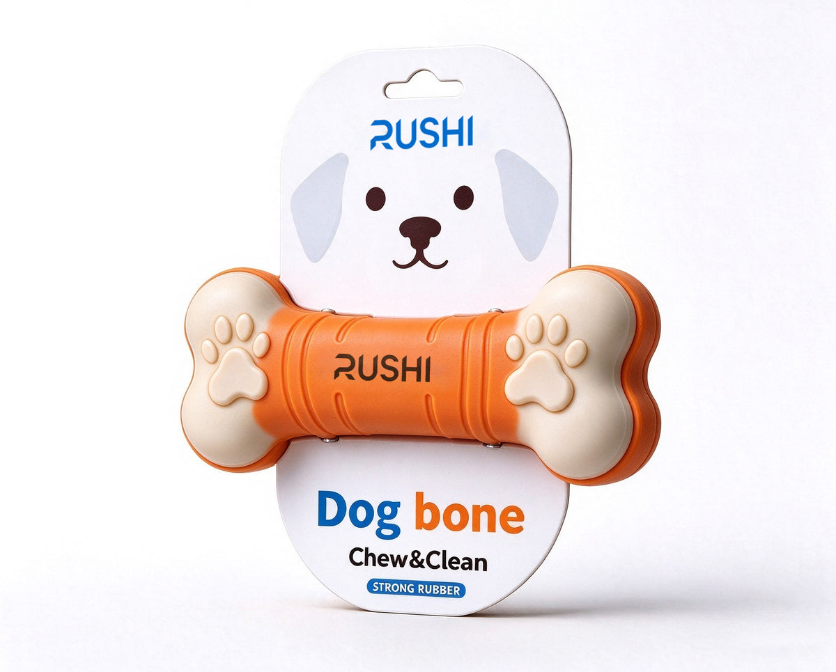 RUSHI Dog Bone Pet Toys, Strong Rubber Durable Dog Chew Toys for Teeth Cleaning, Interactive Dog Bone Toy for Medium Large Dogs, Grinding Teeth & Reduce Boredom