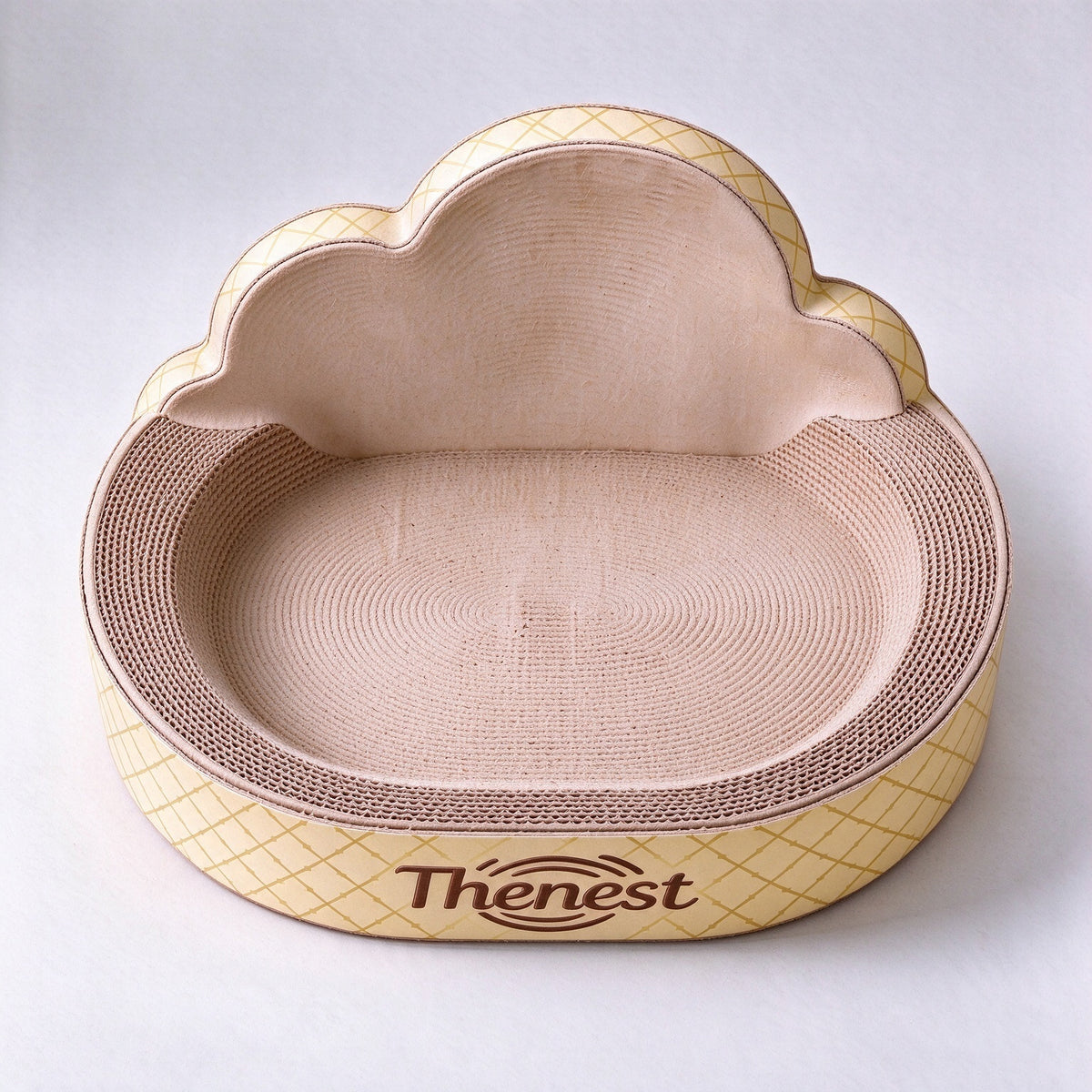 Thenest Cloud Shaped Cat Scratching Pad, High Density Corrugated Cardboard Cat Scratcher Bed, 2 in 1 Cat Scratcher Lounge for Indoor Small Medium Cats