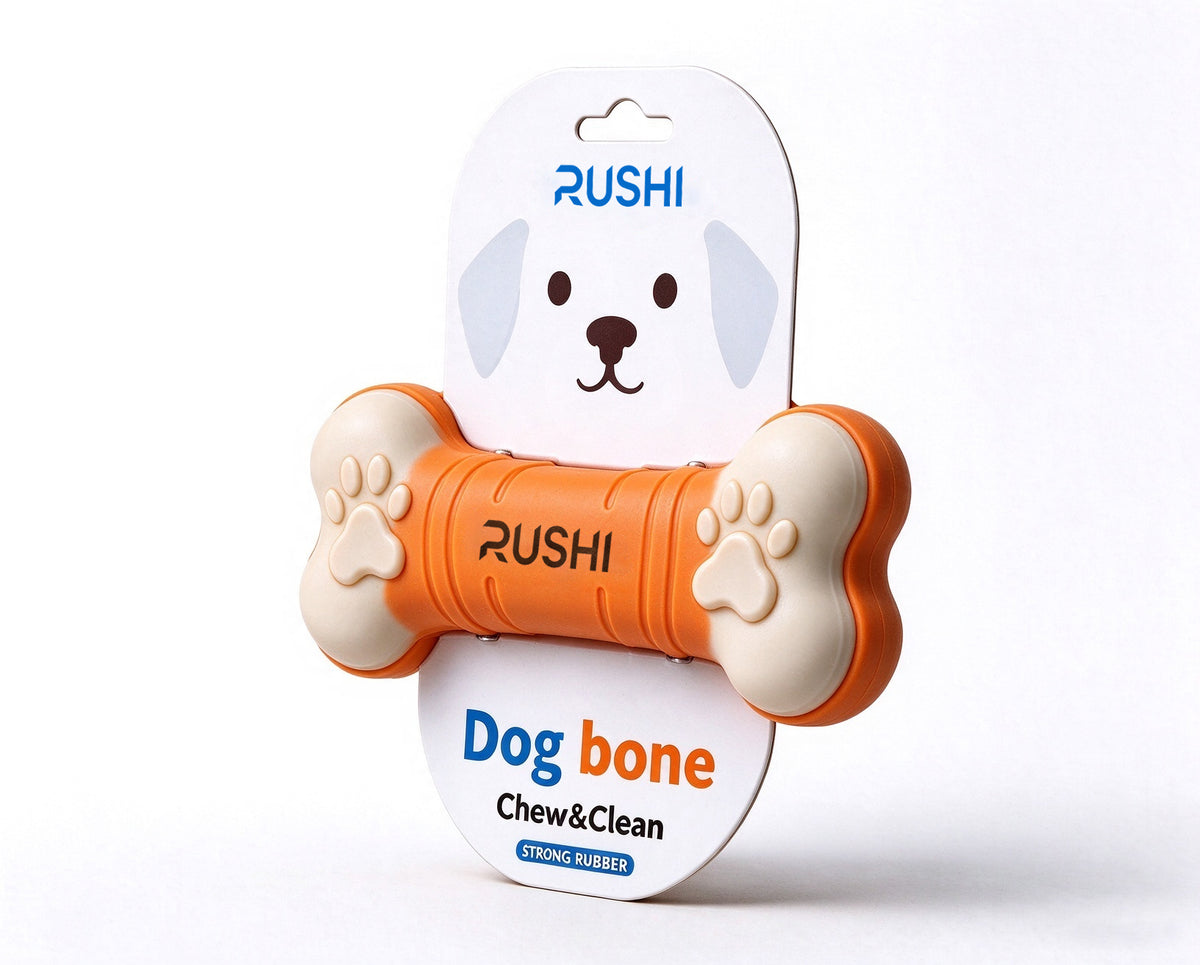 RUSHI Dog Bone Pet Toys, Strong Rubber Durable Dog Chew Toys for Teeth Cleaning, Interactive Dog Bone Toy for Medium Large Dogs, Grinding Teeth & Reduce Boredom