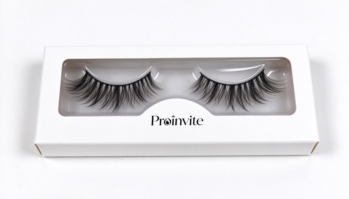 Proinvite False Eyelashes, Fluffy Wispy Faux Mink Lashes, Natural Volume Handmade Strip Eyelashes, Reusable Soft False Lashes for Daily Makeup