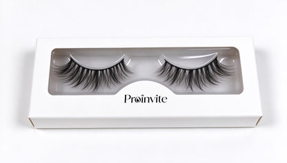 Proinvite False Eyelashes, Fluffy Wispy Faux Mink Lashes, Natural Volume Handmade Strip Eyelashes, Reusable Soft False Lashes for Daily Makeup