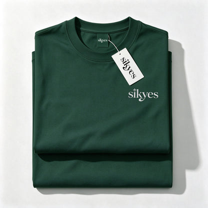 sikyes Men's Short Sleeve T-Shirt, Classic Crew Neck Cotton Tee, Minimal Logo Print Casual Summer T Shirt for Daily Wear