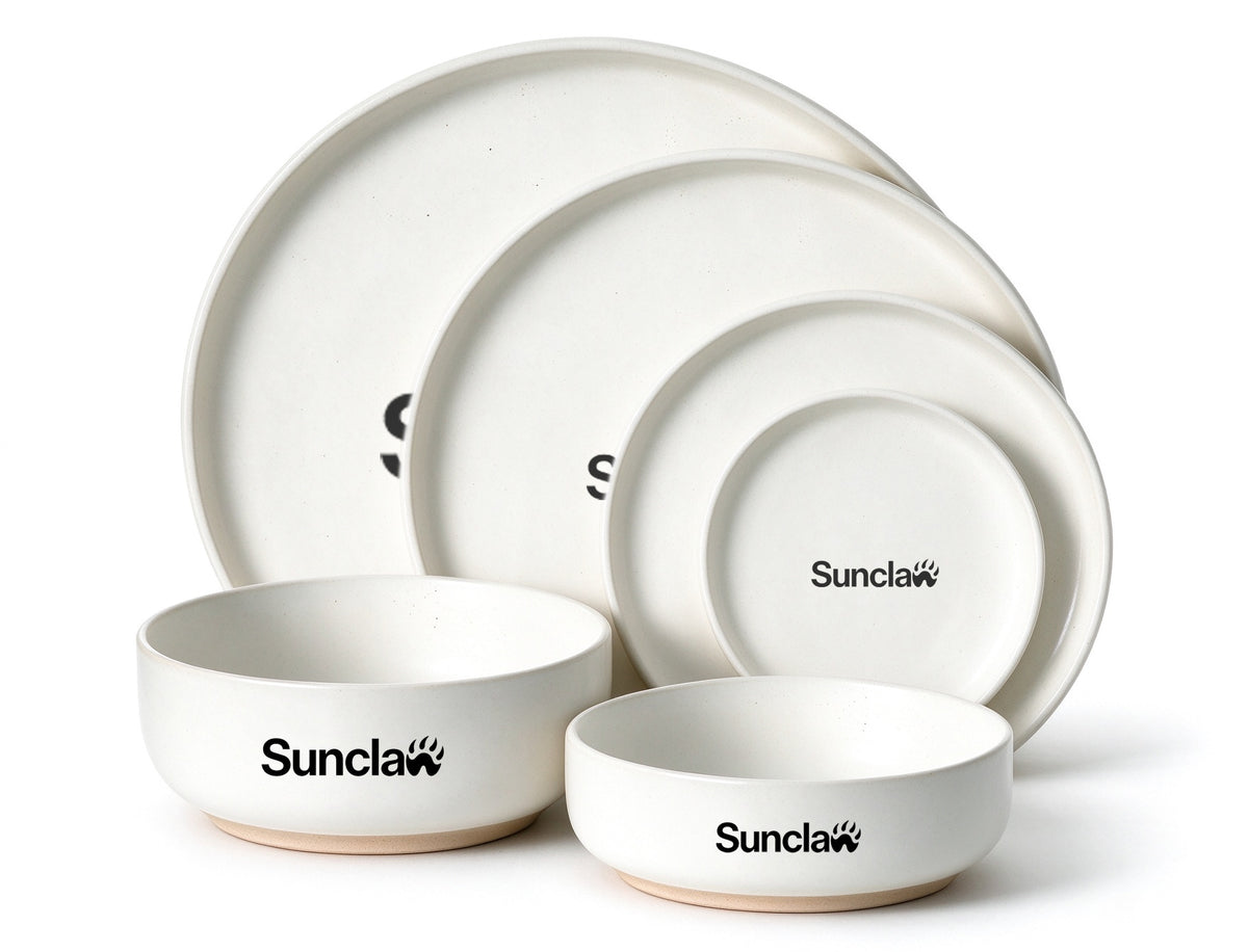 Sunclaw Stoneware Dishware Set, Matte Cream White Dinnerware with Unglazed Base, Ceramic Plates and Bowls Set, Oven Microwave Dishwasher Safe