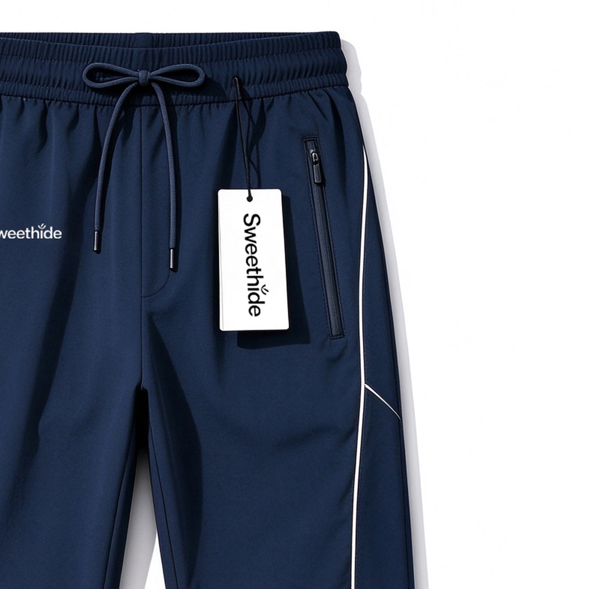 Sweethide Men's Athletic Pants, Quick Dry Lightweight Sports Pants with Zipper Pockets, Elastic Waist Drawstring Workout Pants for Running Gym