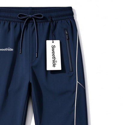 Sweethide Men's Athletic Pants, Quick Dry Lightweight Sports Pants with Zipper Pockets, Elastic Waist Drawstring Workout Pants for Running Gym