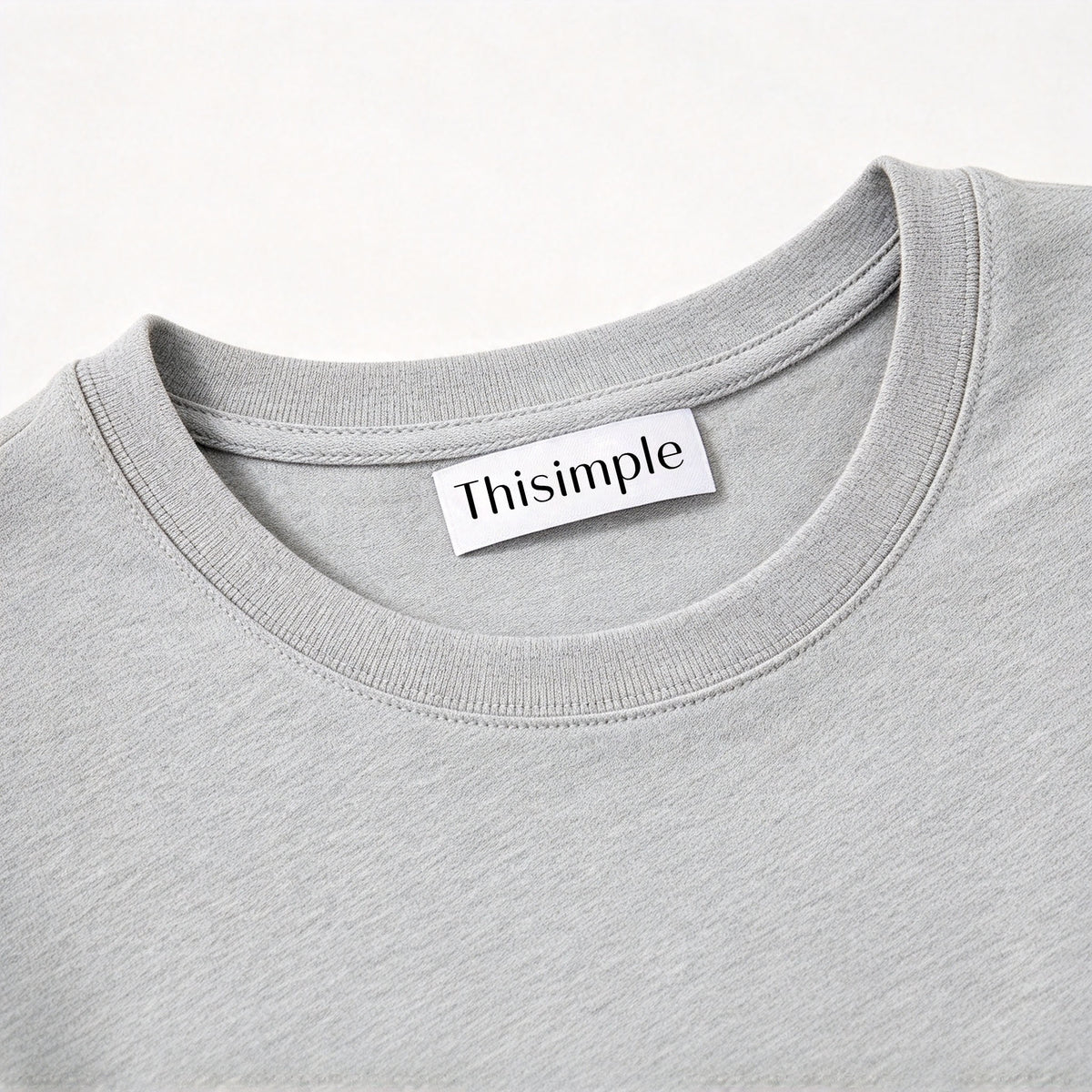 Thisimple Heather Gray Crew Neck Short Sleeve T-shirt Dress, Soft Breathable Loose Drop Shoulder Solid Casual Straight Figure Friendly Midi Dress