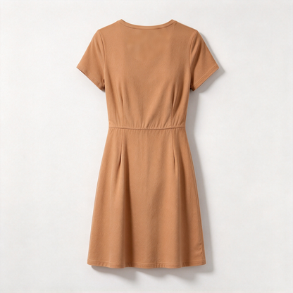 Girlmail Womens Crew Neck Short Sleeve Fit and Flare Dress, Solid Casual Slim Mini A Line Dress for Daily Wear and Office