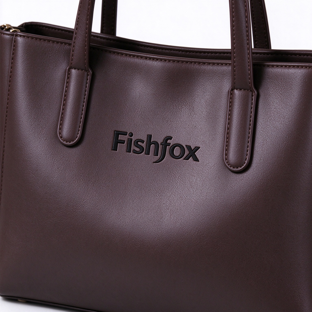 Fishfox Women’s Brown Faux Leather Tote Handbag, Large Capacity Top Handle Shoulder Bag, Classic Work Satchel Purse with Removable Strap for Office Daily Travel