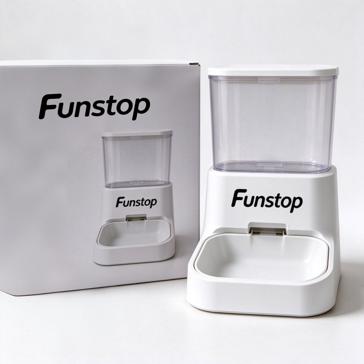 Funstop Gravity Pet Feeder, Large Capacity Airtight Food Storage Container, Automatic Dry Food Dispenser Bowl for Cats and Dogs, Indoor Pet Feeding Station