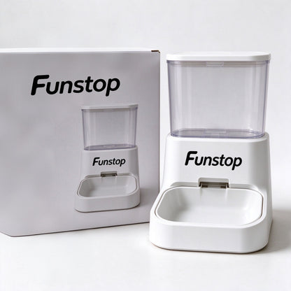 Funstop Gravity Pet Feeder, Large Capacity Airtight Food Storage Container, Automatic Dry Food Dispenser Bowl for Cats and Dogs, Indoor Pet Feeding Station