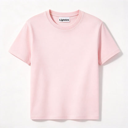 LightArk Womens Crew Neck Solid Short Sleeve T-Shirt, Soft Breathable Cotton Blend Basic Tee, Casual Everyday Top For Layering And Daily Outfits