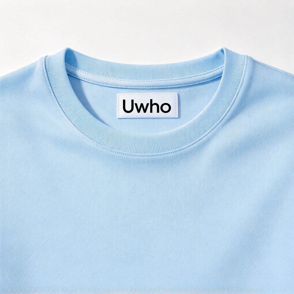Uwho Classic Crew Neck Short Sleeve T-Shirt, Soft Pastel Light Blue Basic Casual Tee, Breathable Cotton t-shirt for Men Women Daily Wear Sports Layering Top