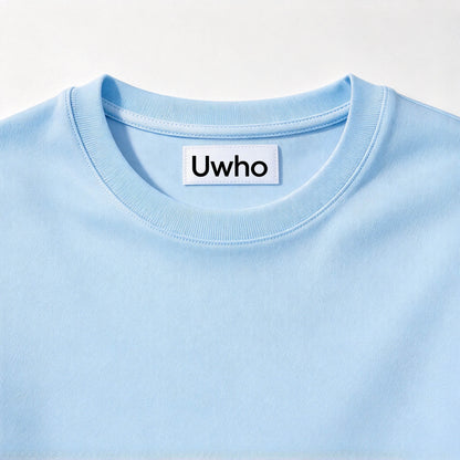 Uwho Classic Crew Neck Short Sleeve T-Shirt, Soft Pastel Light Blue Basic Casual Tee, Breathable Cotton t-shirt for Men Women Daily Wear Sports Layering Top