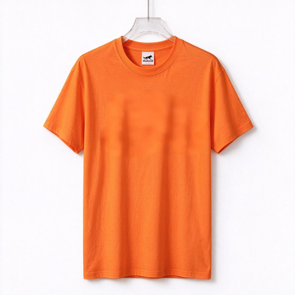 Shadowolf Mens Crew Neck Short Sleeve T-Shirt, Vibrant Orange Soft Cotton Basic Tee, Loose Fit Casual Top for Summer Outdoor Workout Daily Wear