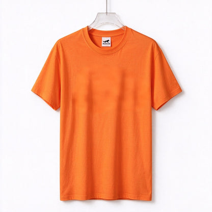 Shadowolf Mens Crew Neck Short Sleeve T-Shirt, Vibrant Orange Soft Cotton Basic Tee, Loose Fit Casual Top for Summer Outdoor Workout Daily Wear