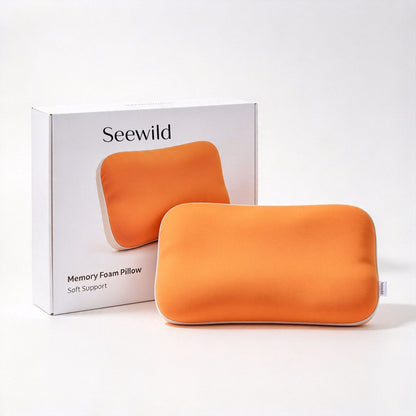 Seewild Memory Foam Pillow, Soft Support Cervical Bed Pillow for Side Back Stomach Sleepers, Skin-Friendly Breathable Pillow, Vacuum Compressed for Convenient Shipping