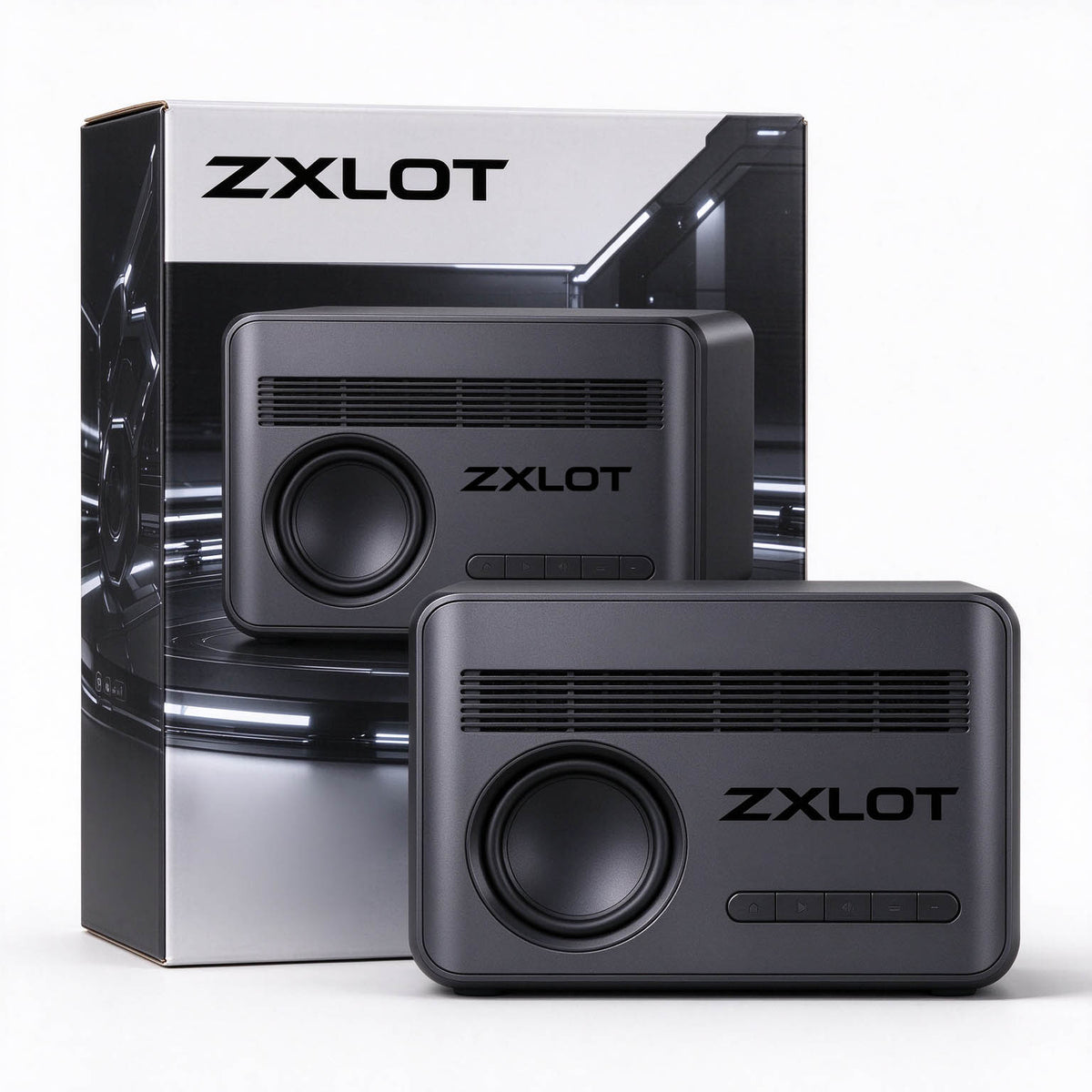 ZXLOT Desktop Bluetooth Speaker, Matte Black Compact Stereo Loudspeaker, Powerful Deep Bass Wireless Audio Speaker, Hi-Fi Sound Box for Home and Office
