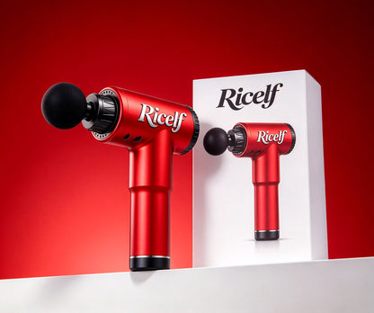 Ricelf Massage Apparatus, Portable Deep Tissue Percussion Muscle Massage Gun, Electric Handheld Massage Device for Athletes, 6 Speed Levels, USB Rechargeable, for Muscle Recovery & Pain Relief, Red