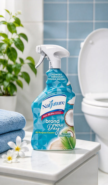 Natfuture All Purpose Cleaner Spray, Coconut Sea Breeze Scent, Multi-Surface Household Cleaning Spray, Stain & Grease Remover, 99.9% Sanitizing, for Bathroom, Kitchen, Countertops, Toilet, Home Cleaning