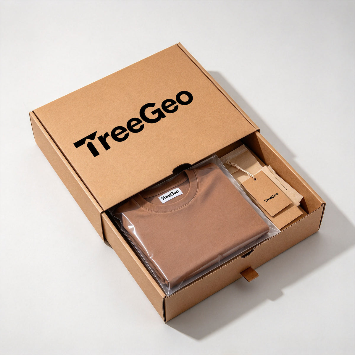 TreeGeo Mens Crew Neck Solid Short Sleeve T-Shirt, Heavyweight Cotton Relaxed Fit Tee, Retro Caramel Casual Basic Top For Daily Wear And Layering
