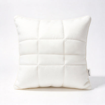 Placesoul Grid Quilted Square Throw Pillow, Compressible for Shipping, Soft Skin Friendly Decorative Cushion for Sofa Couch Window Seat Home Decor
