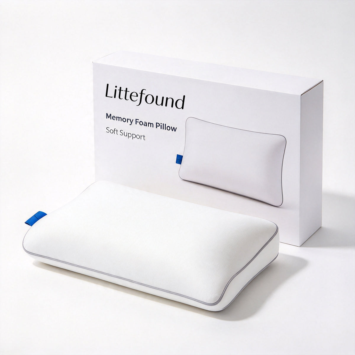 Littefound Memory Foam Pillow for Sleeping, Soft Support Cervical Pillow for Side Back Stomach Sleepers, Compressible Vacuum Packed for Convenient Shipping