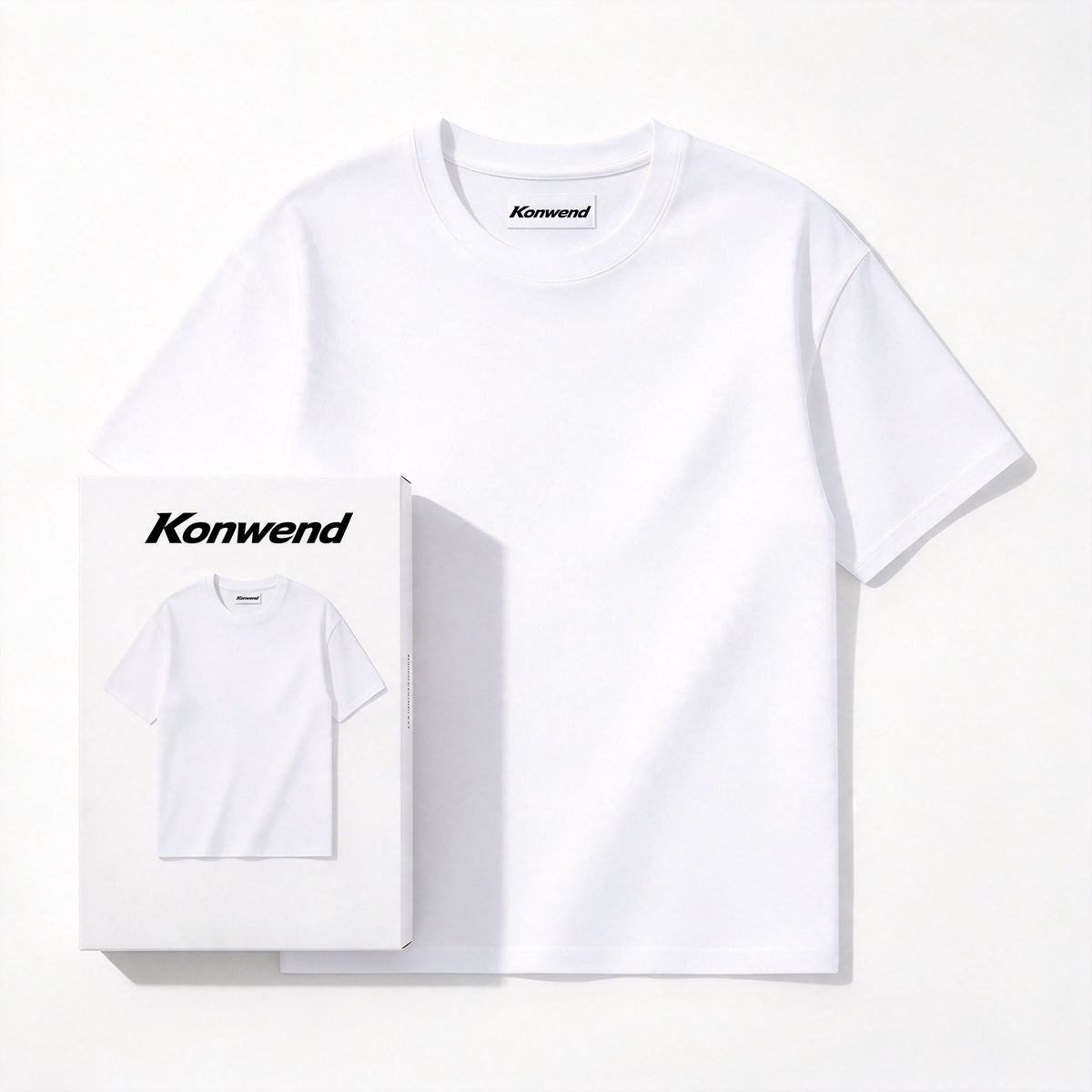 Konwend Men's Crew Neck Short Sleeve T-Shirt, Solid White Premium Cotton Basic Casual Tee for Daily, Travel and Workout