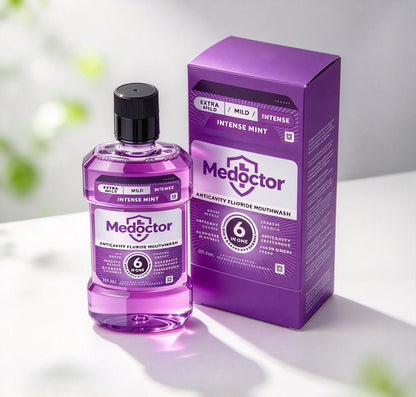 Medoctor Non Medicated Mouth Rinses, Anticavity Fluoride Mouthwash, Intense Mint Flavor, 6-in-1 Multi-Benefit Oral Care Mouthwash for Daily Oral Hygiene